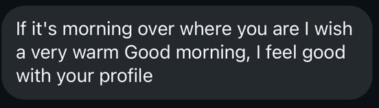 Actual message screenshot: A kind message. Personal details hidden.