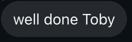 Actual message screenshot: A short message of support. Personal details hidden.