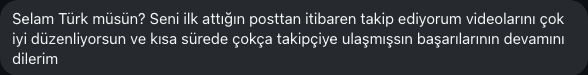 Actual message screenshot: A message of support in Turkish. Personal details hidden.